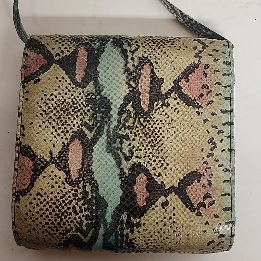 Vintage Fiori Made in Italy Stylish Multicolor Snake Print Women's Crossbody Bag